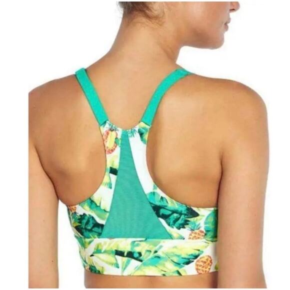 NEW WILDFOX Green White Yellow Palms & Pina Collins Tropical Print Sports Bra M - Picture 7 of 8